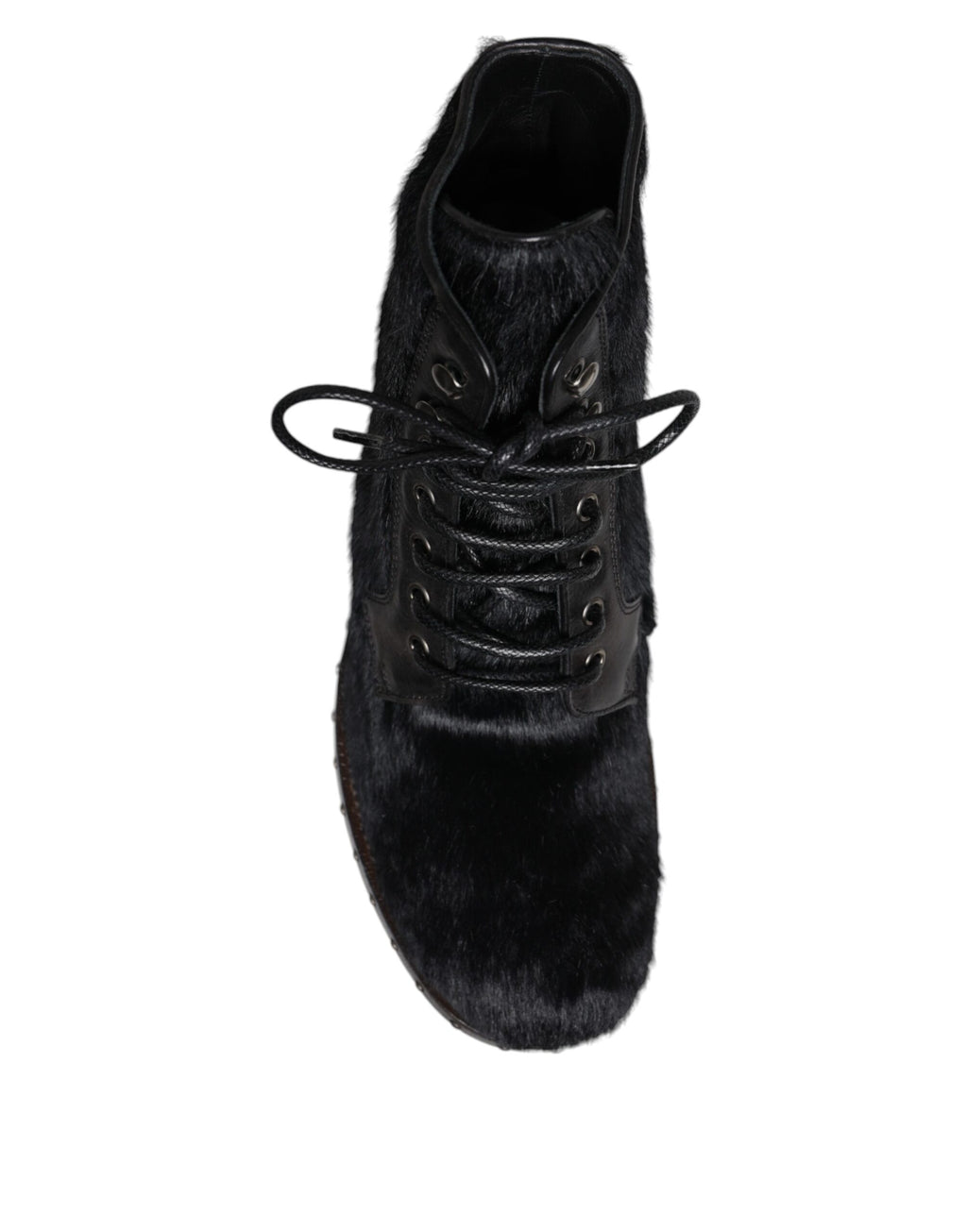Bottines mi-mollet en cuir noir style Pony