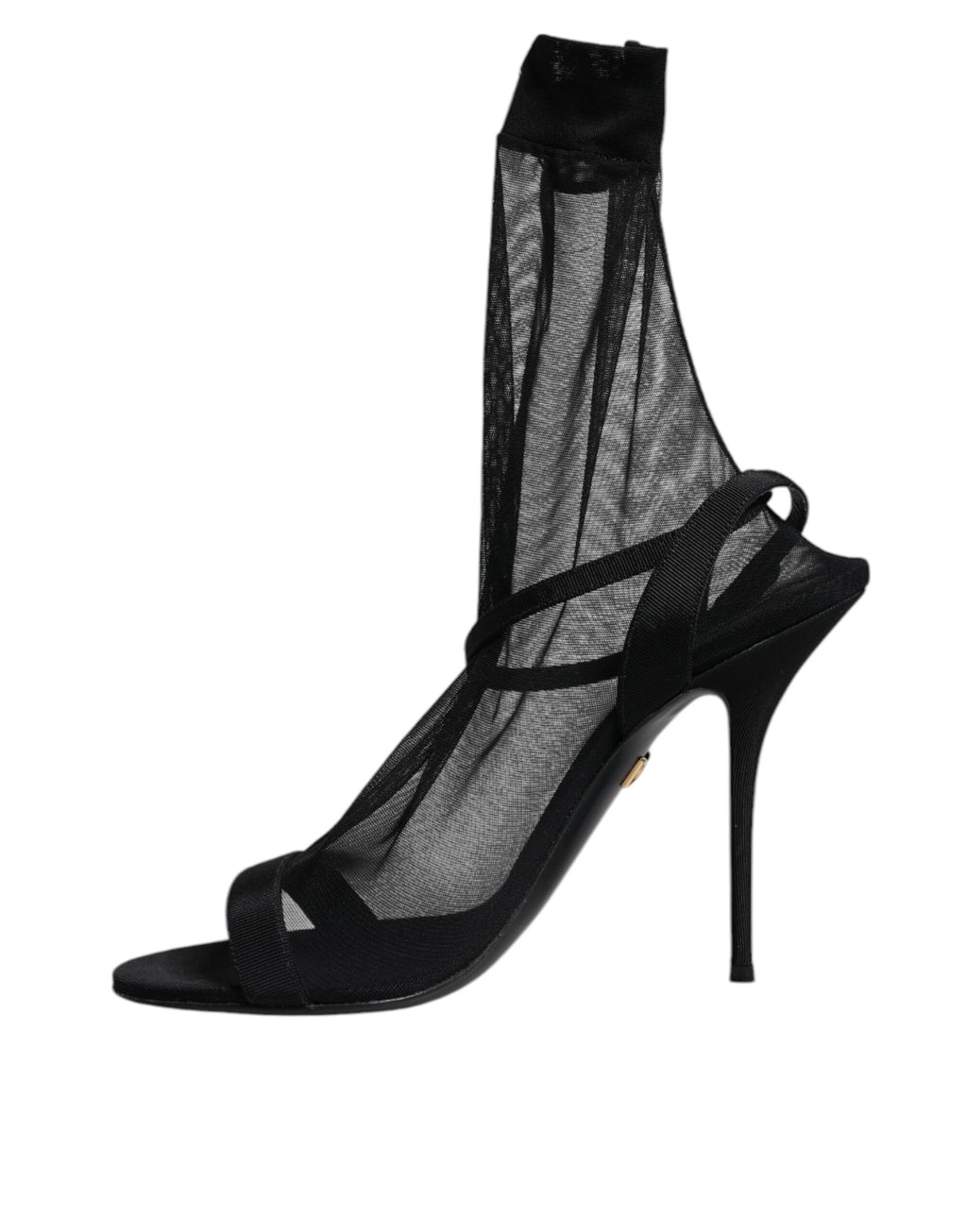 Sandales à talons hauts en tulle noir extensible