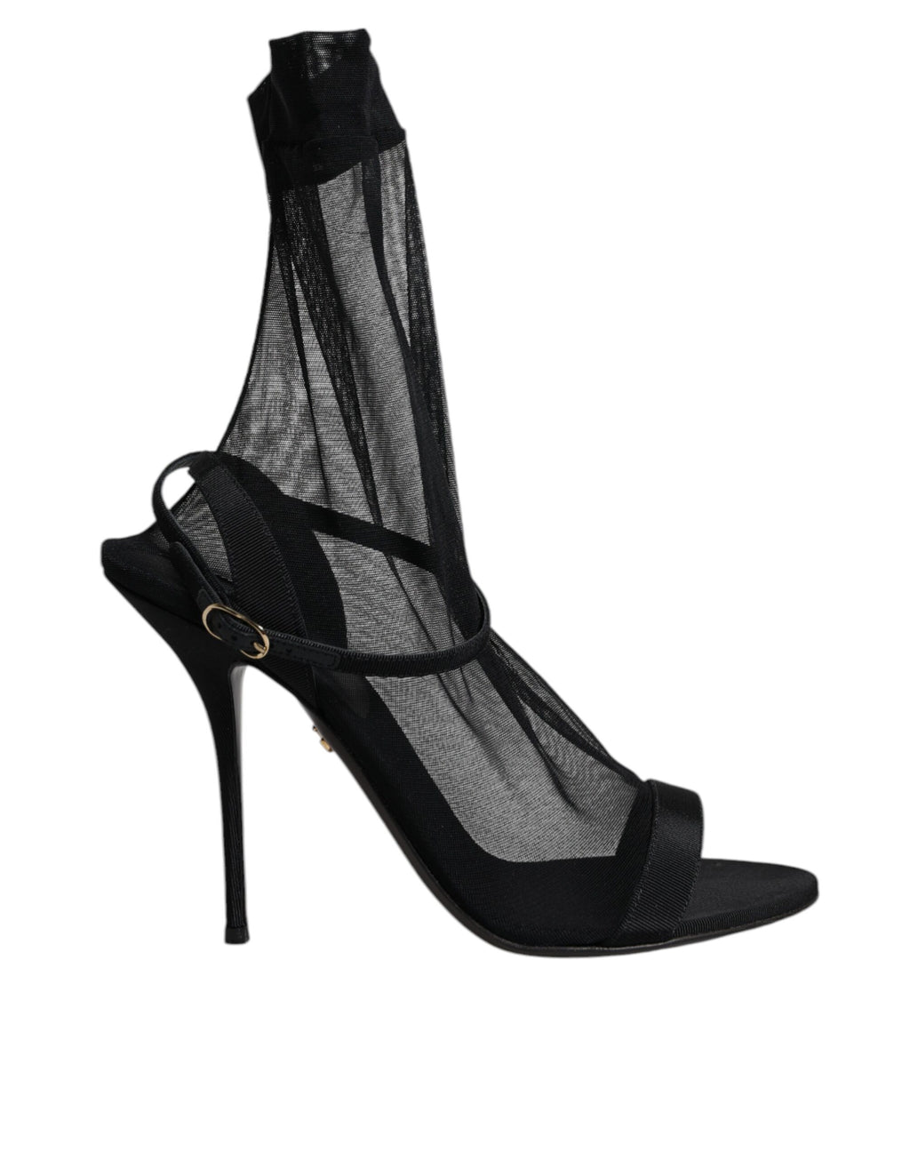 Sandales à talons hauts en tulle noir extensible