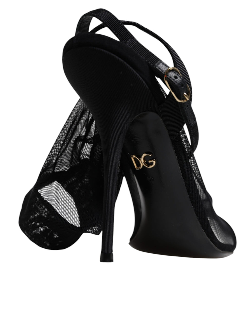 Sandales à talons hauts en tulle noir extensible