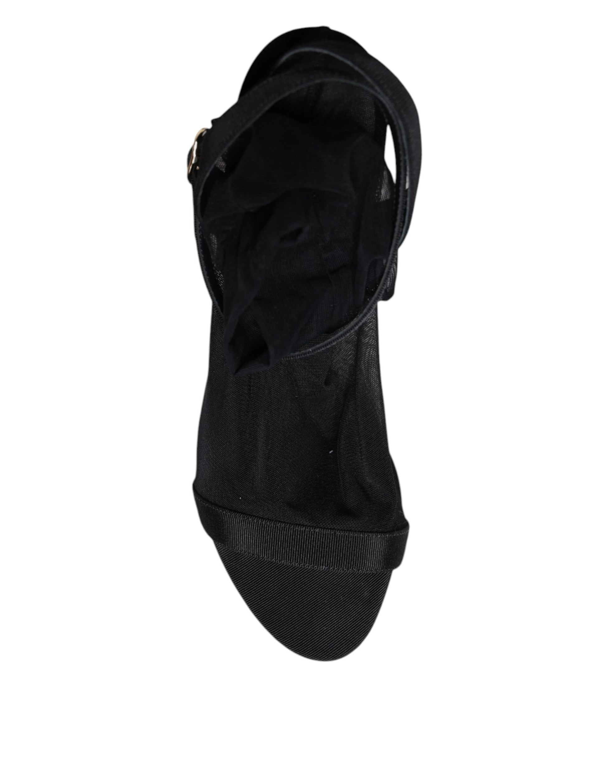 Sandales à talons hauts en tulle noir extensible