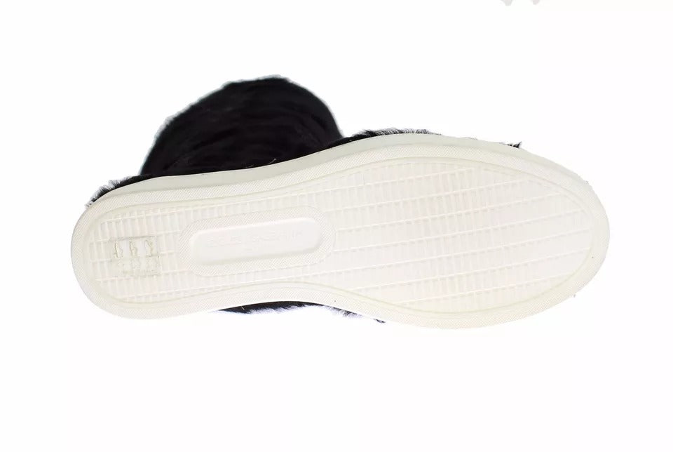 Bottes en cuir et fourrure de mouton Xiangao noires