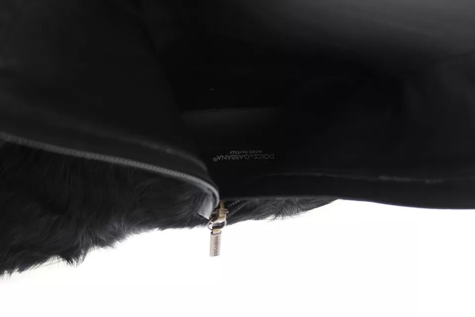 Bottes en cuir et fourrure de mouton Xiangao noires