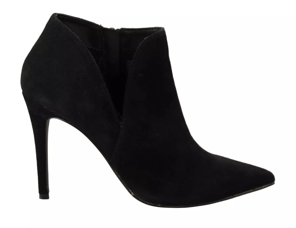 Black Suede Leather Stiletto Heels Boots Shoes