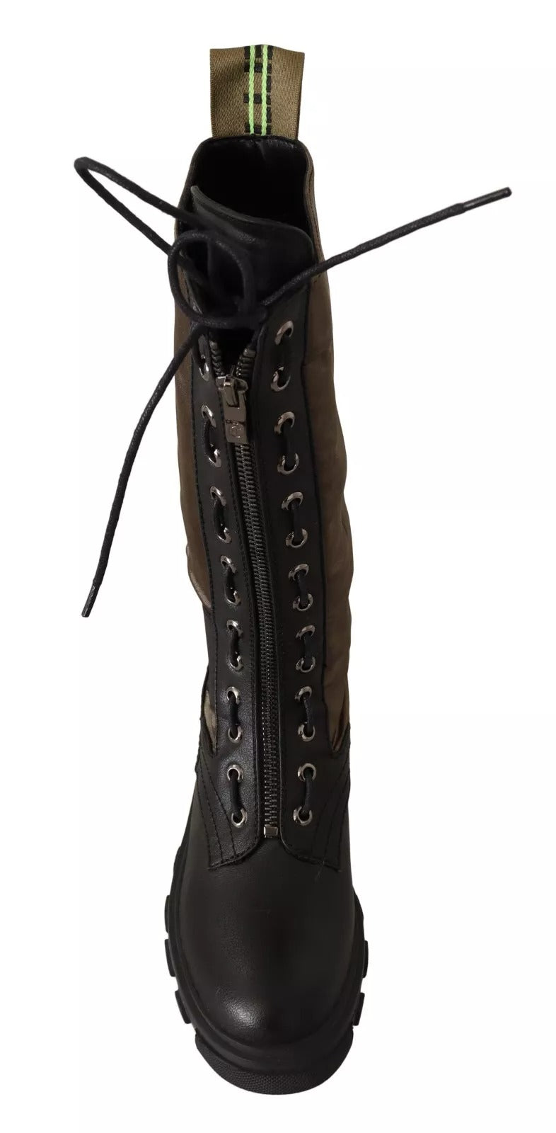 Bottes de combat hautes noires et vertes, chaussures militaires à lacets