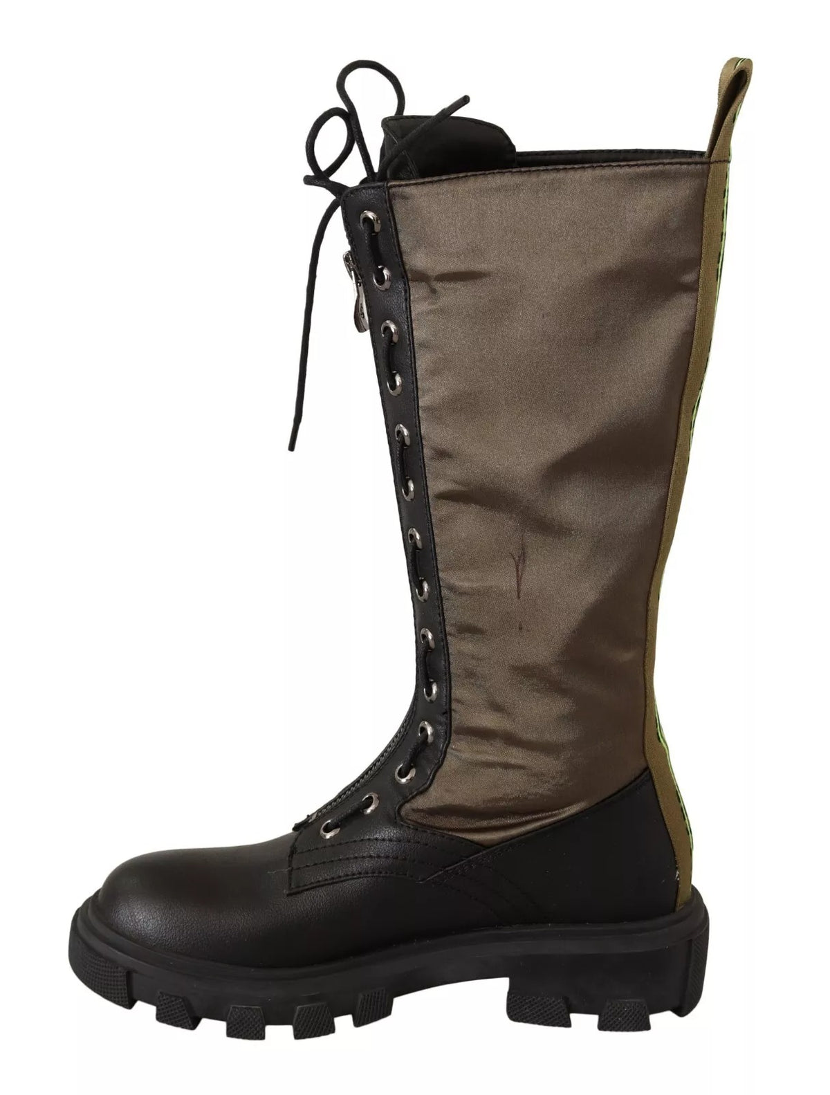 Bottes de combat hautes noires et vertes, chaussures militaires à lacets