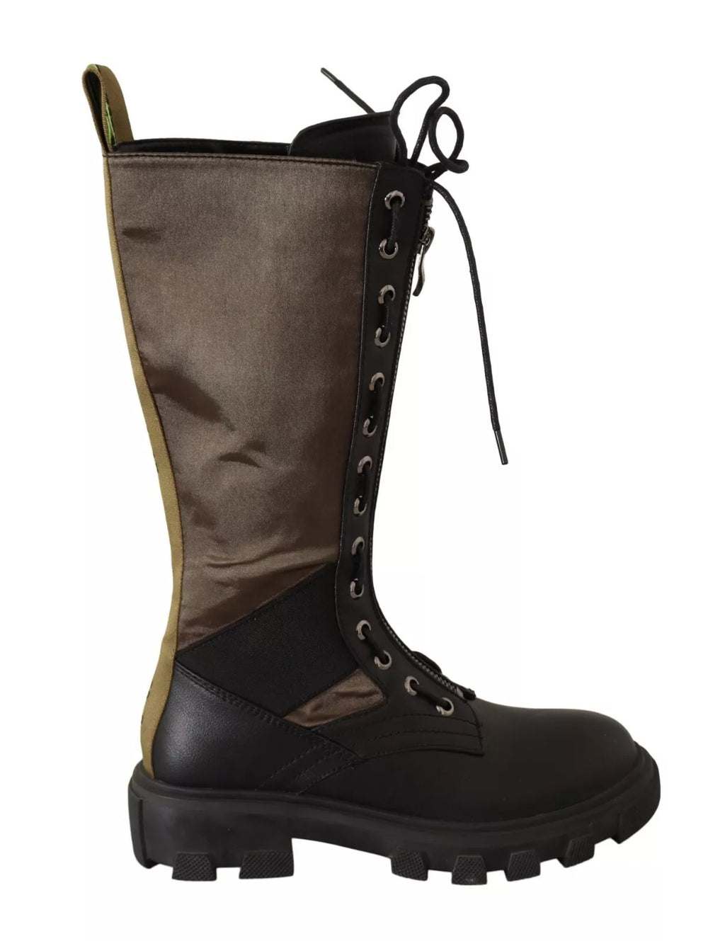 Bottes de combat hautes noires et vertes, chaussures militaires à lacets