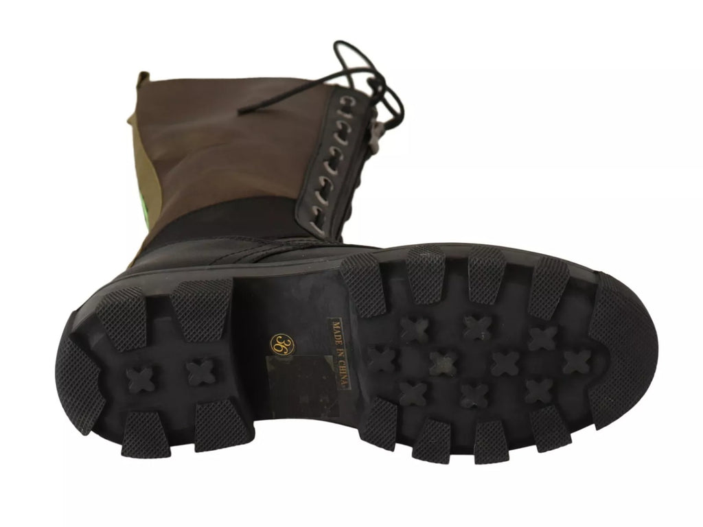 Bottes de combat hautes noires et vertes, chaussures militaires à lacets