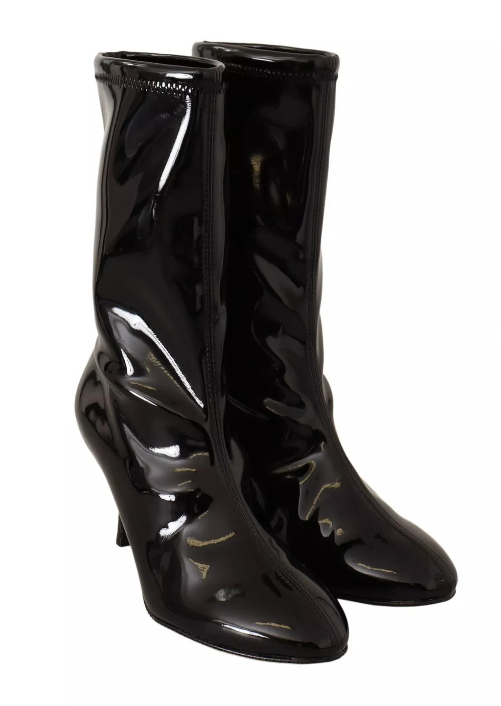 Bottines à talons hauts en cuir verni noir