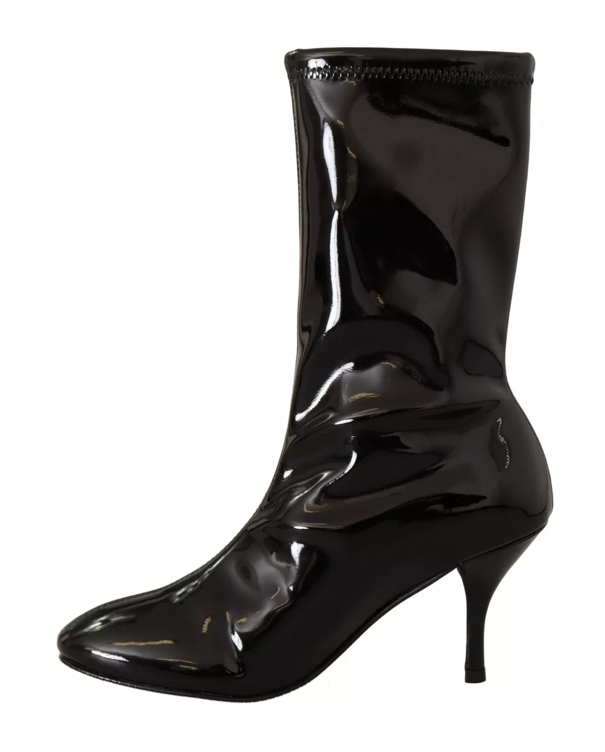 Bottines à talons hauts en cuir verni noir