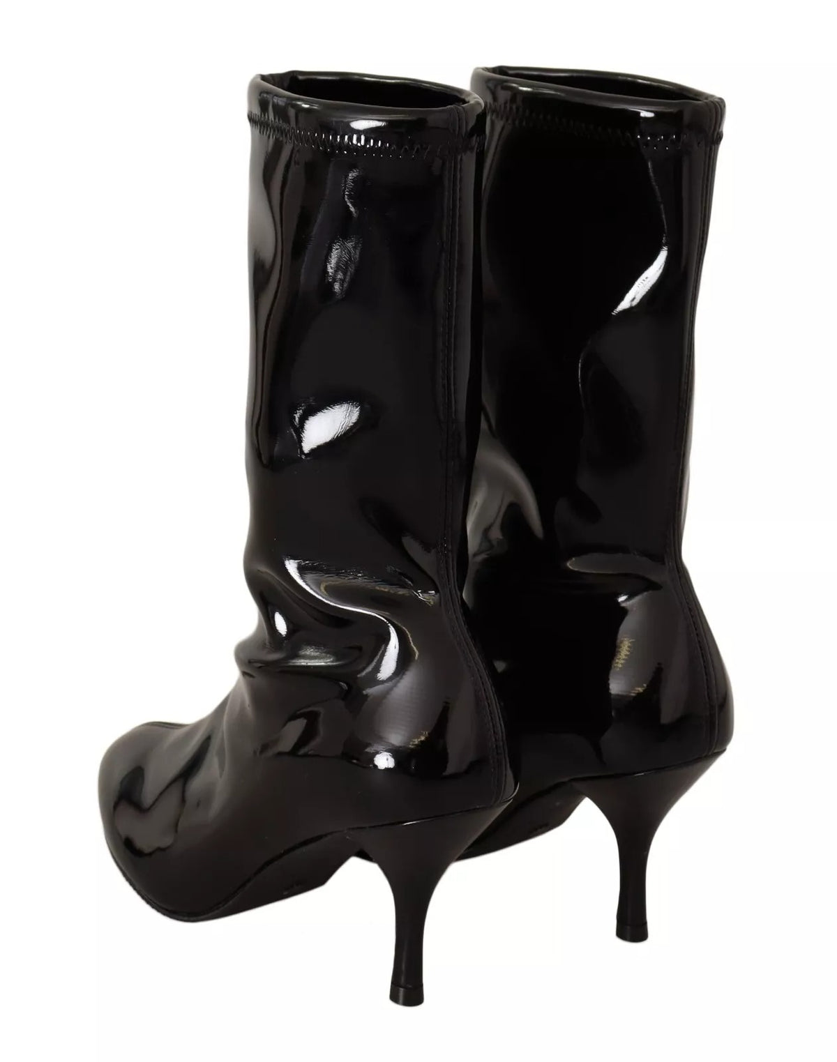 Bottines à talons hauts en cuir verni noir