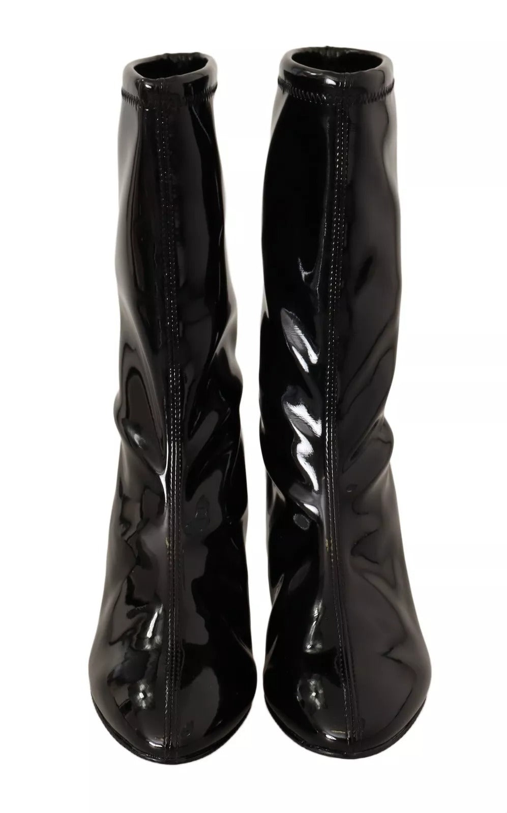 Bottines à talons hauts en cuir verni noir
