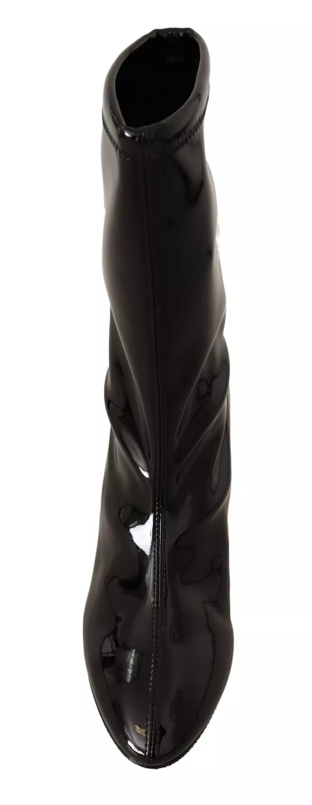 Bottines à talons hauts en cuir verni noir