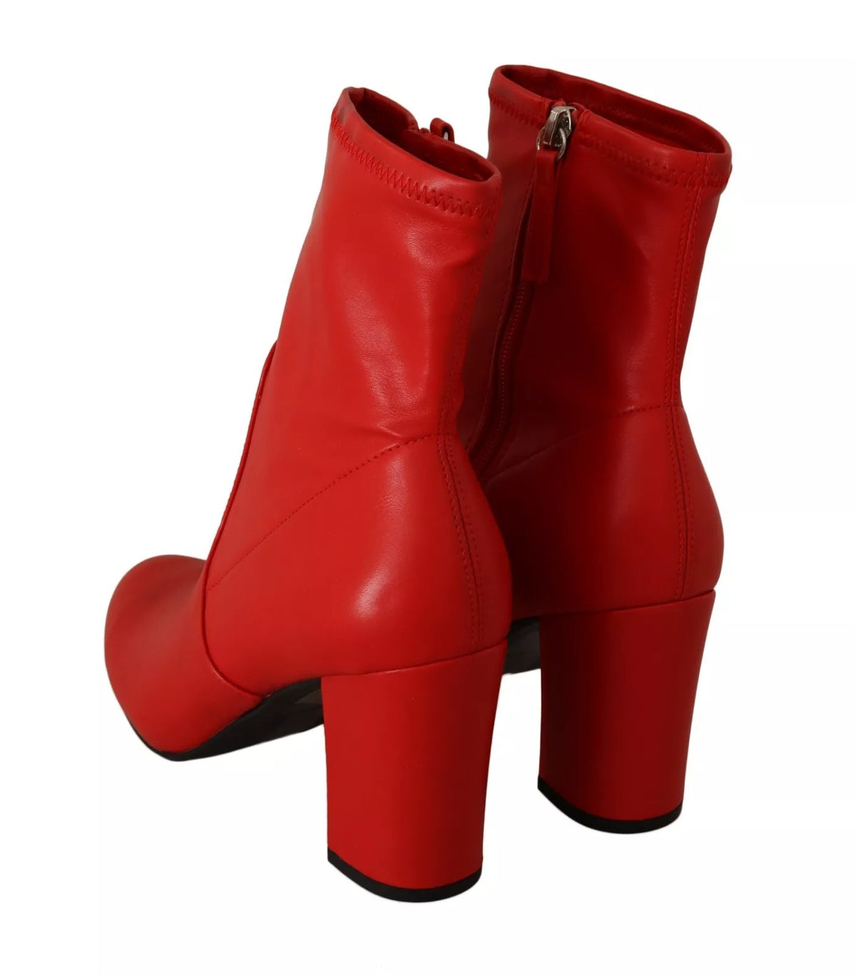 Bottines à talons bloc en cuir rouge