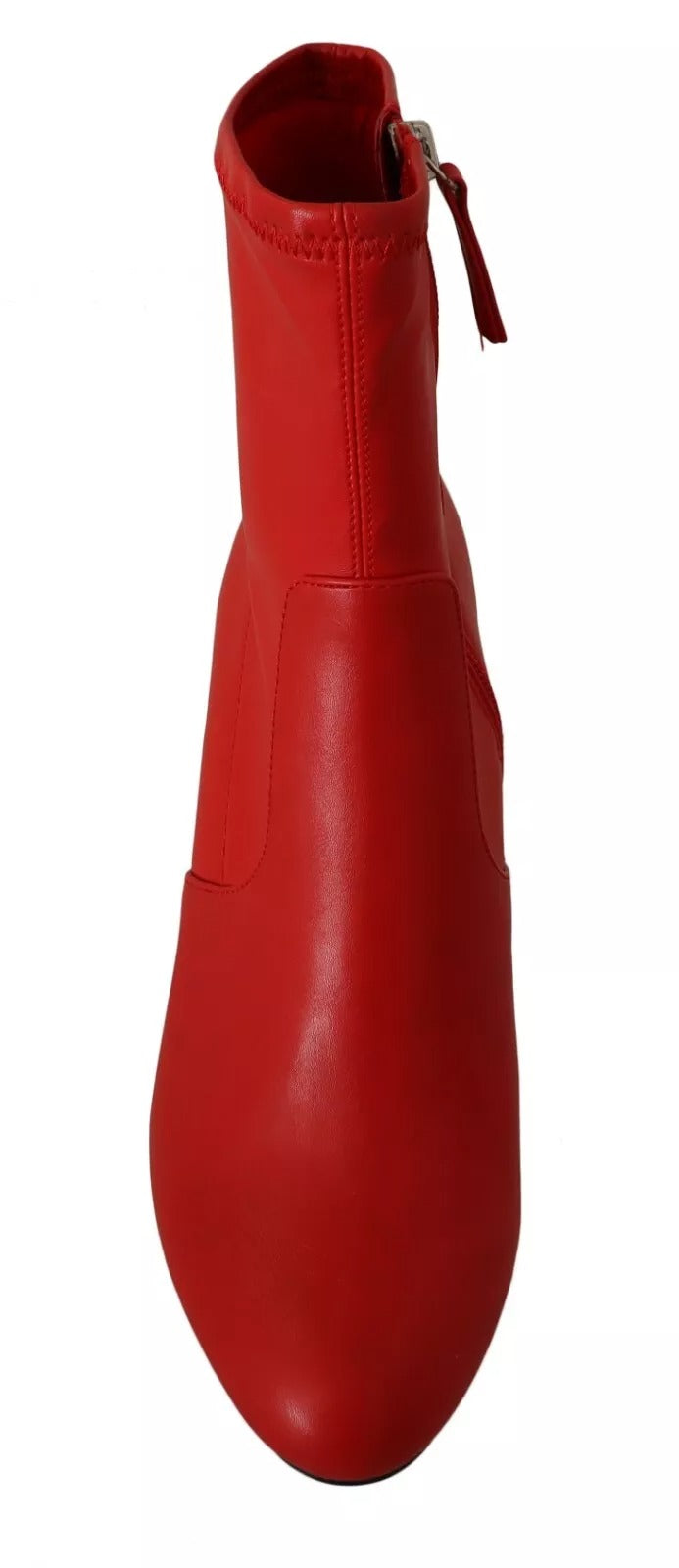 Bottines à talons bloc en cuir rouge