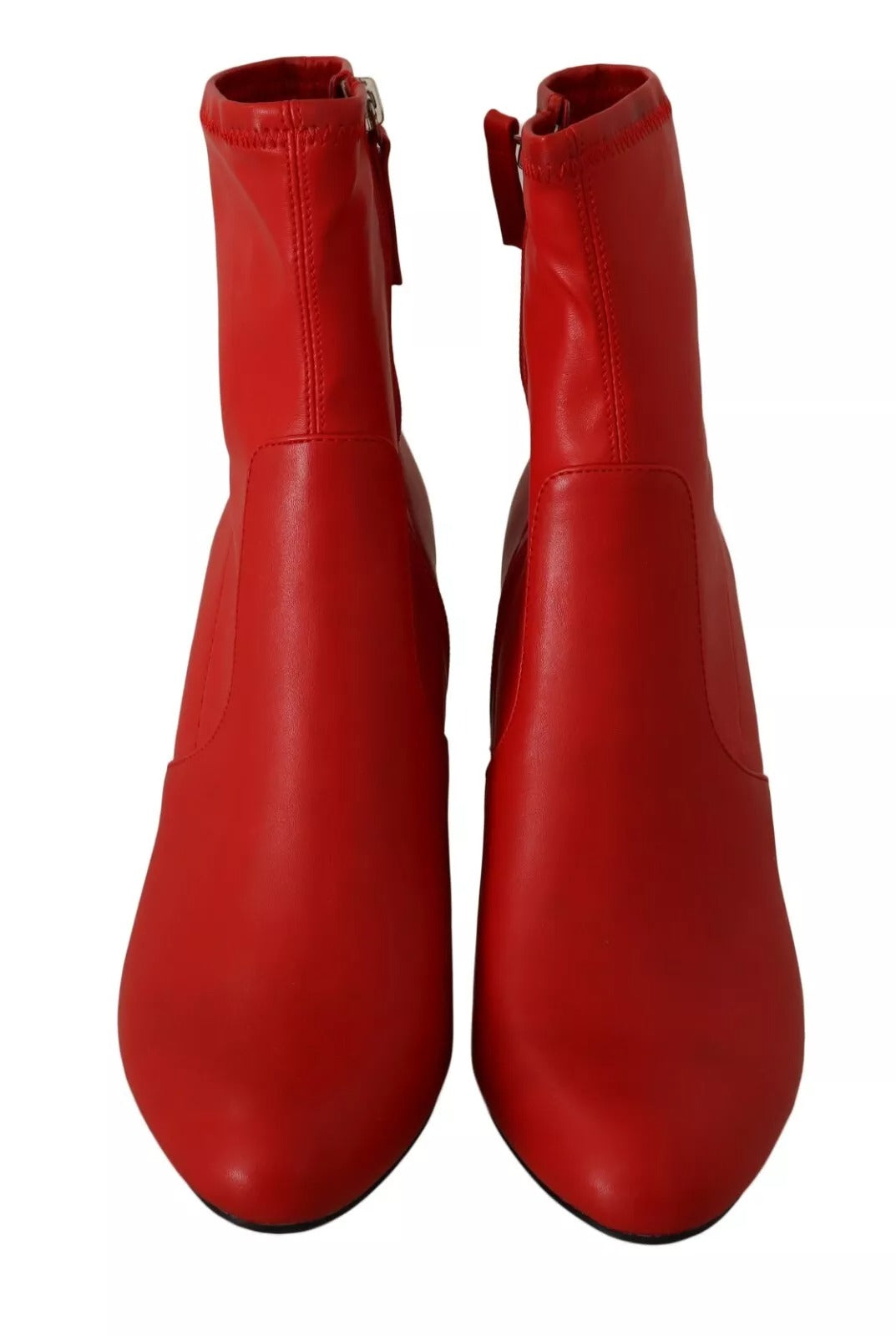 Bottines à talons bloc en cuir rouge