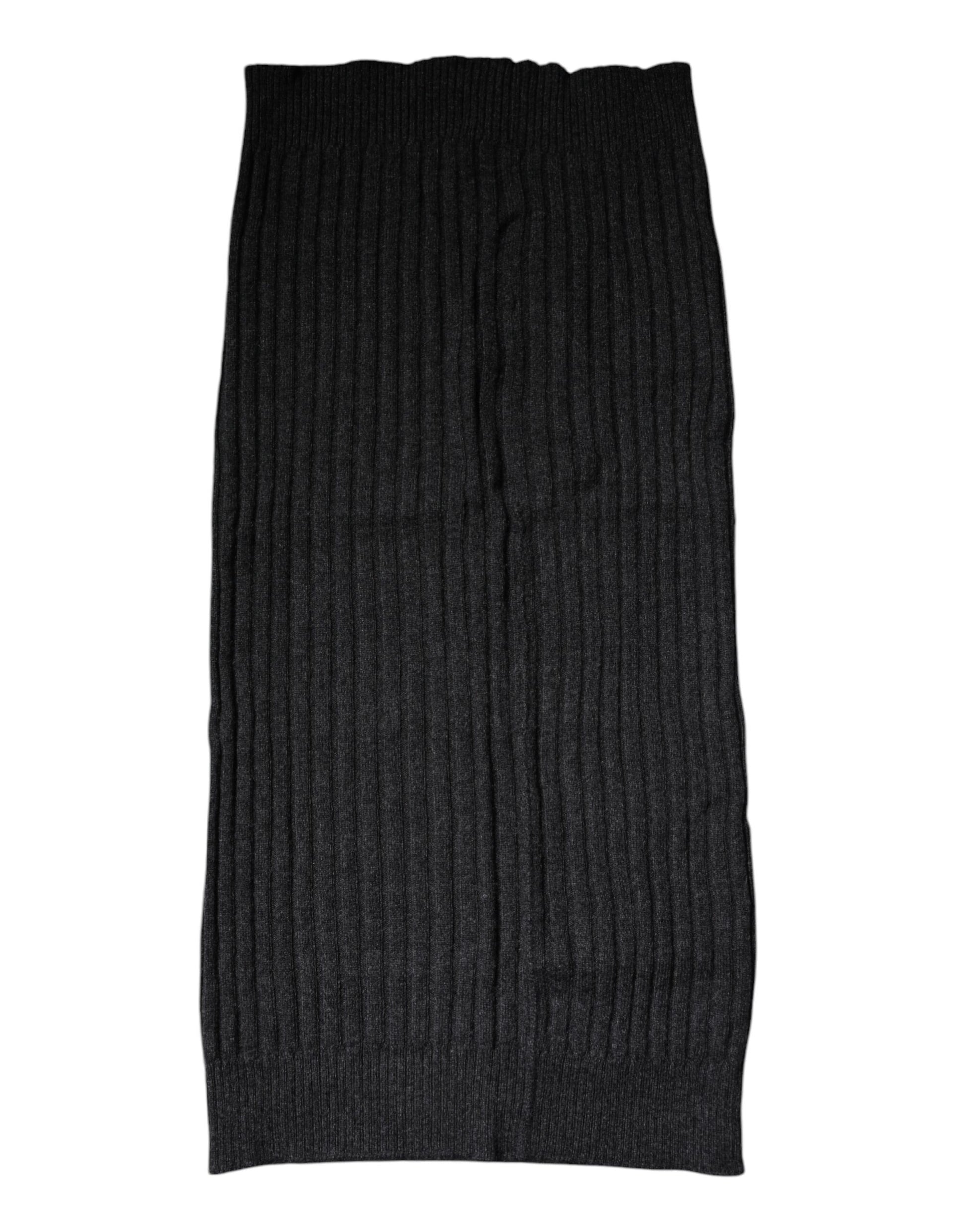Écharpe foulard en cachemire noir tricoté pour le cou