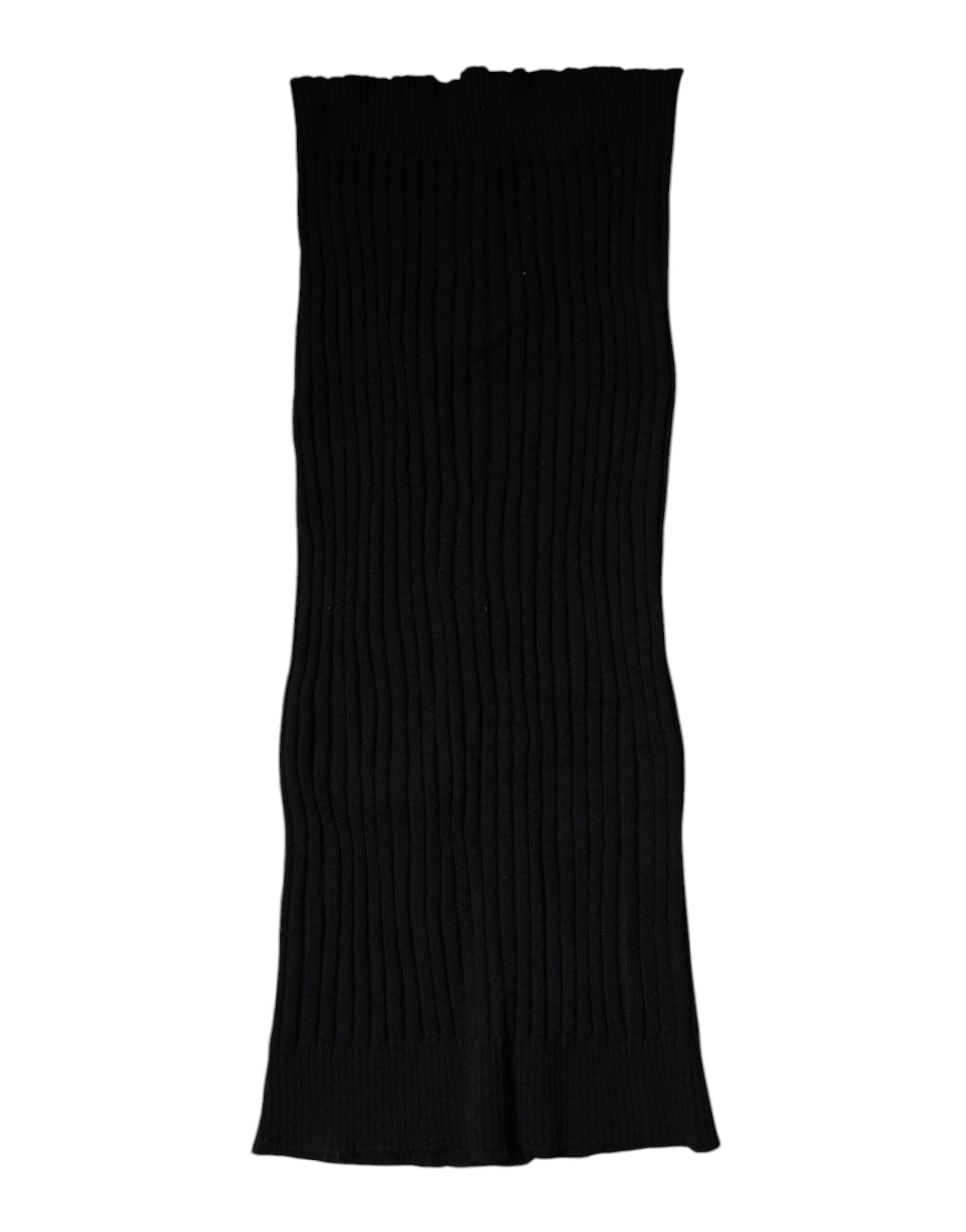 Black Cashmere Knitted Neck Warmer Foulard Scarf