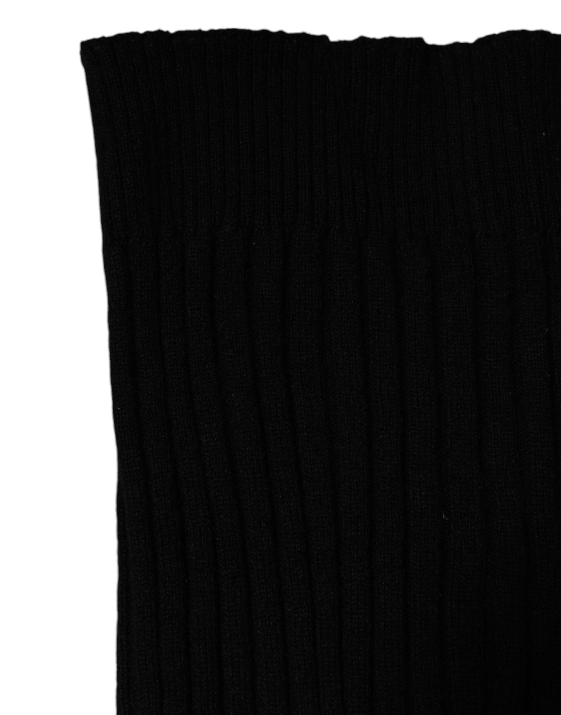 Black Cashmere Knitted Neck Warmer Foulard Scarf