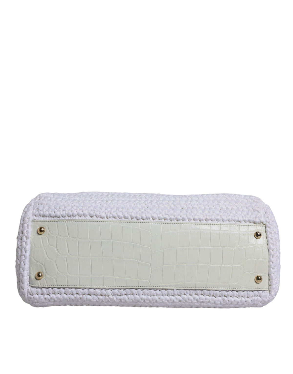 Sac à main bandoulière en cuir blanc et raffia avec poignée supérieure