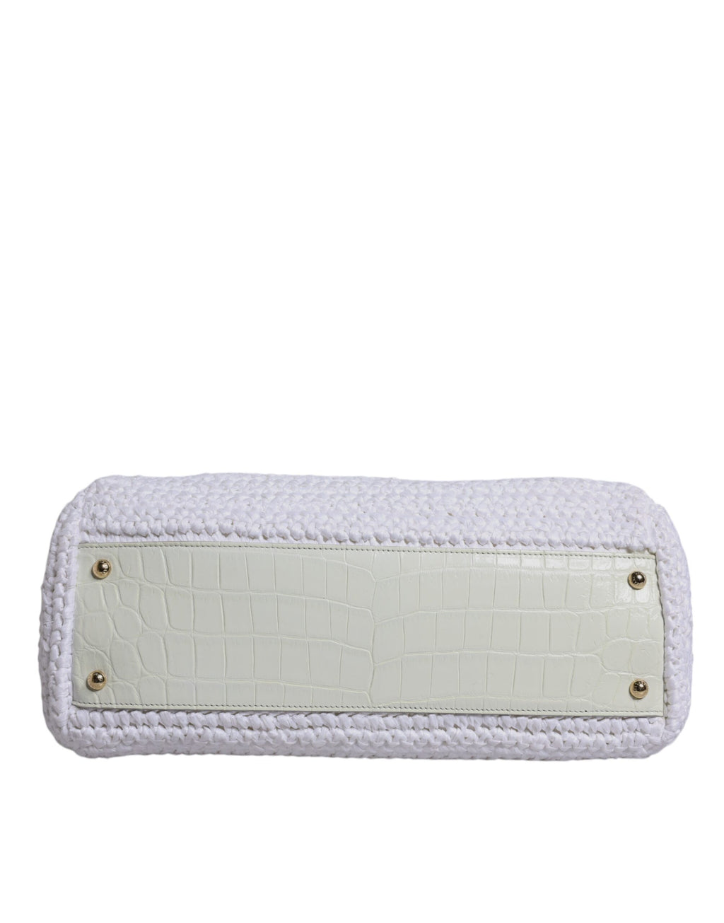 Sac à main bandoulière en cuir blanc et raffia avec poignée supérieure