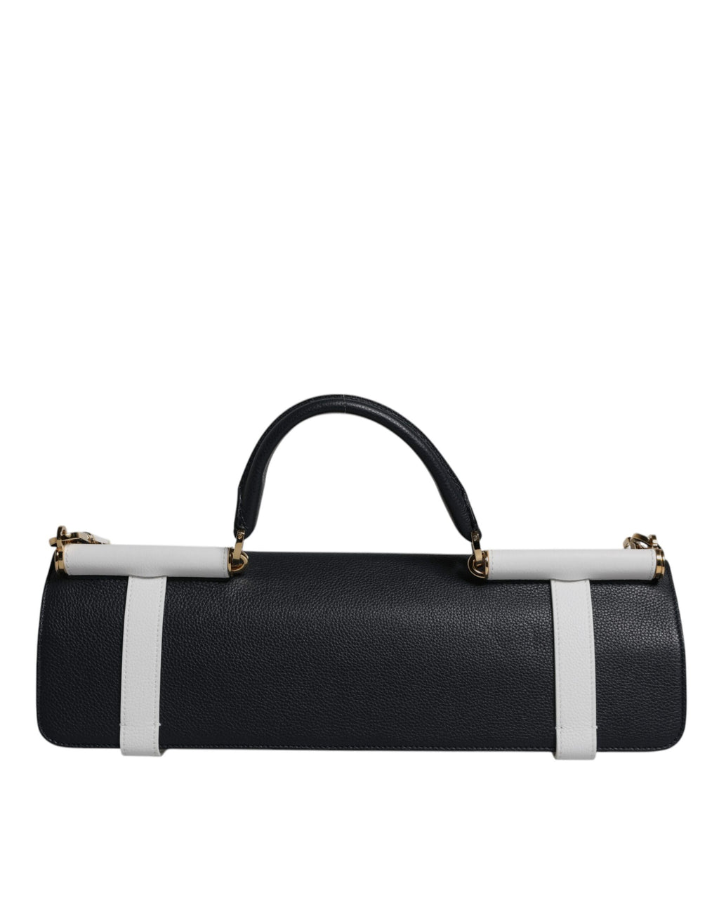 Sac bandoulière en cuir de veau bleu et blanc.