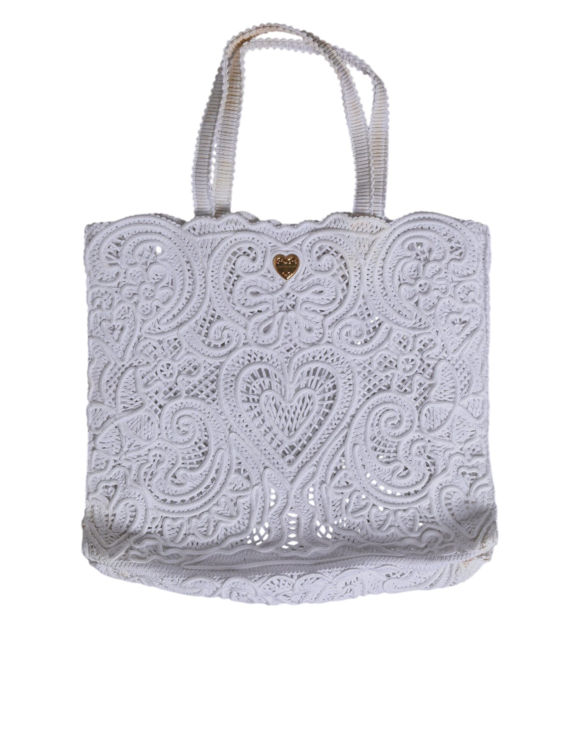 Sac de shopping Beatrice en dentelle Cordonetto blanche