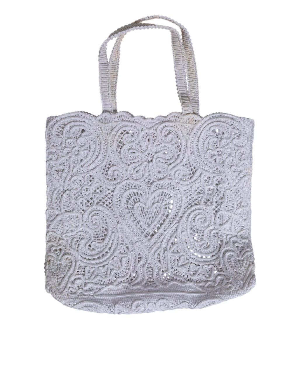 Sac de shopping Beatrice en dentelle Cordonetto blanche