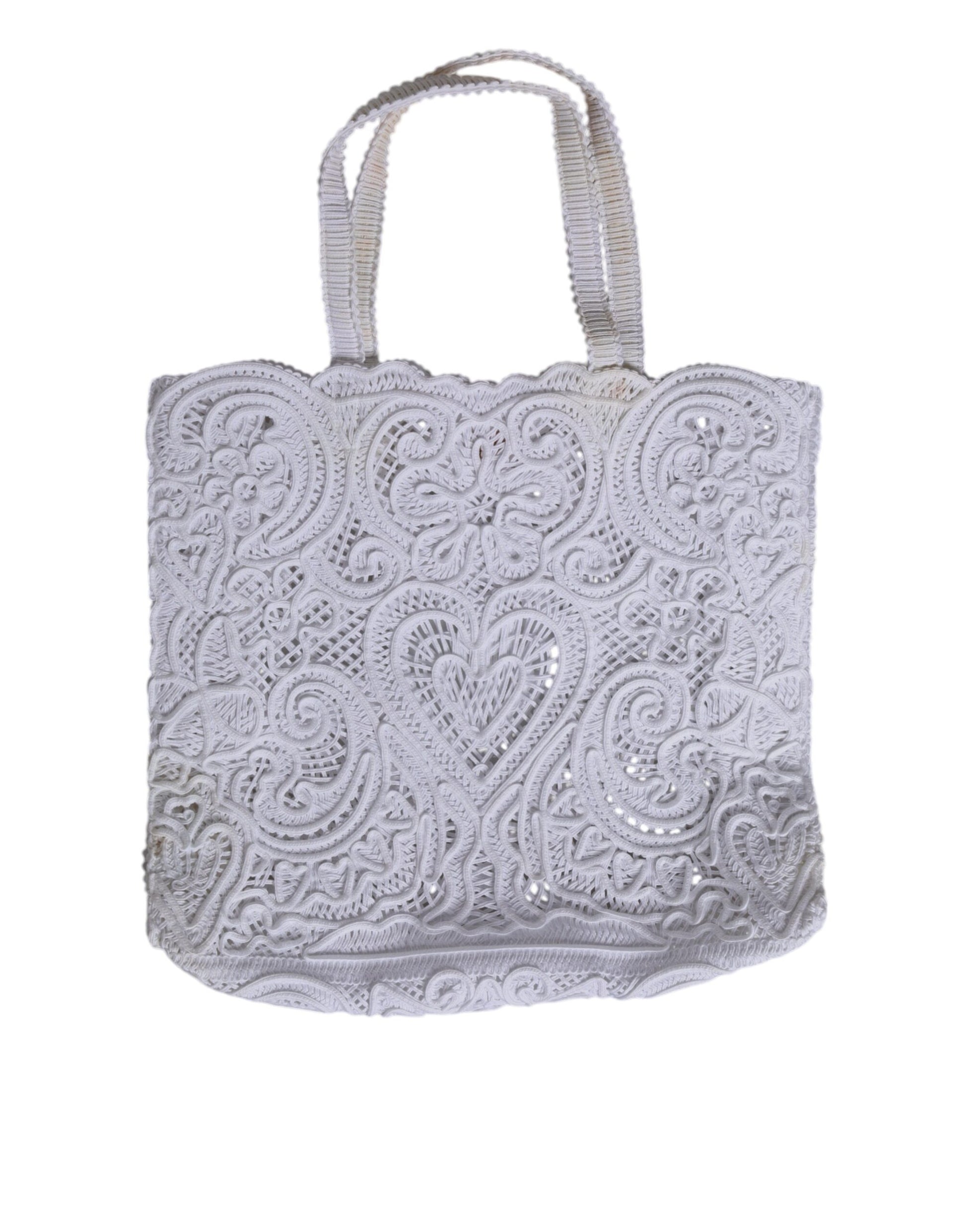 Sac de shopping Beatrice en dentelle Cordonetto blanche