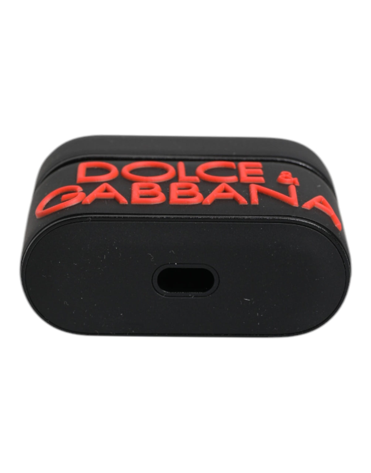 Étui Airpods en silicone noir et orange avec logo en relief