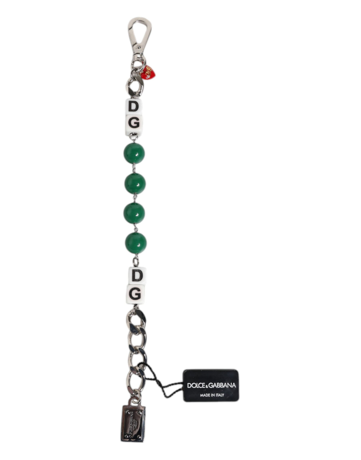 Silver Tone Brass Bead Dice Logo Embellish Charm Bracelet
