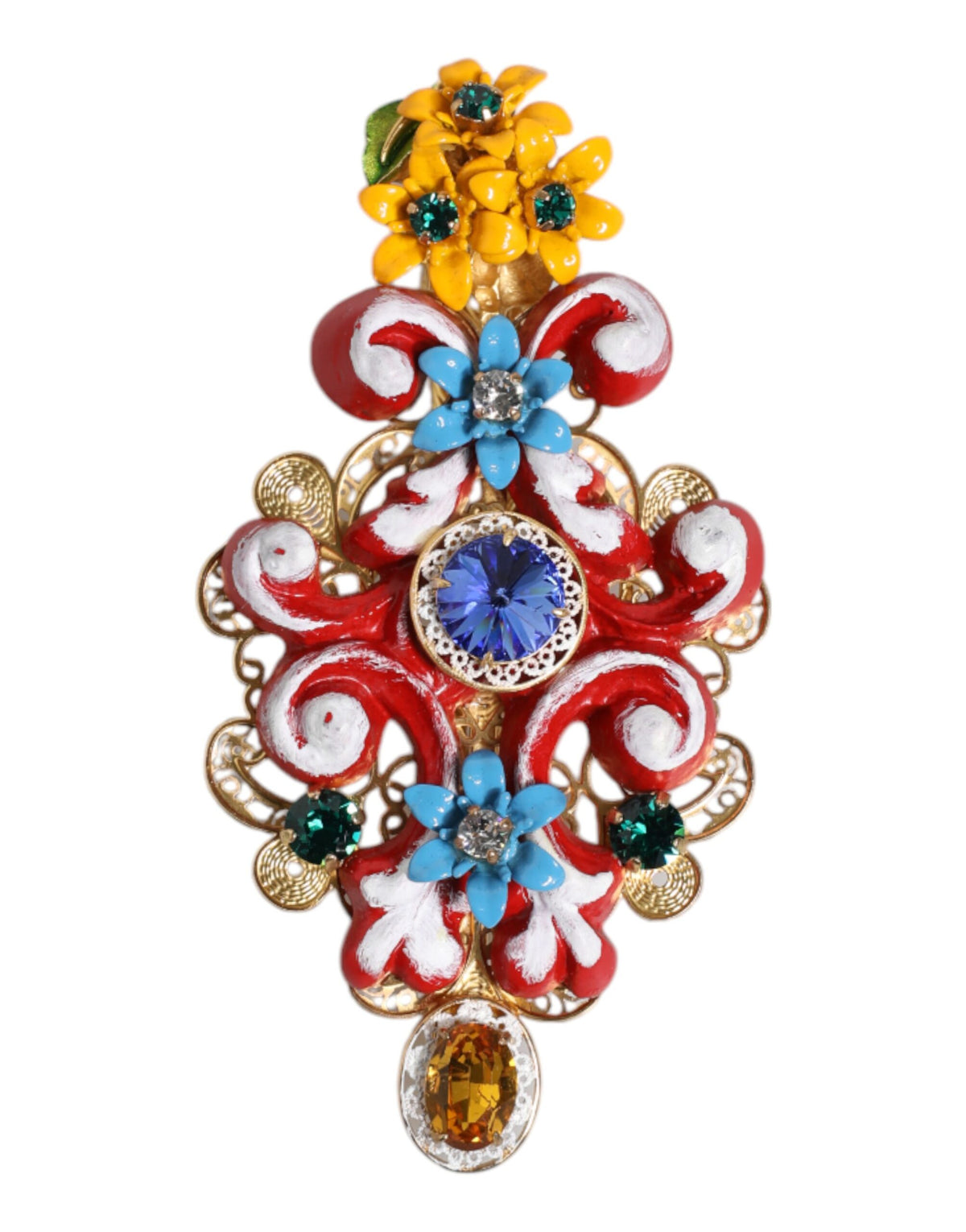 Épingle à cheveux CARRETTO multicolore en laiton doré et cristal, modèle Spring.