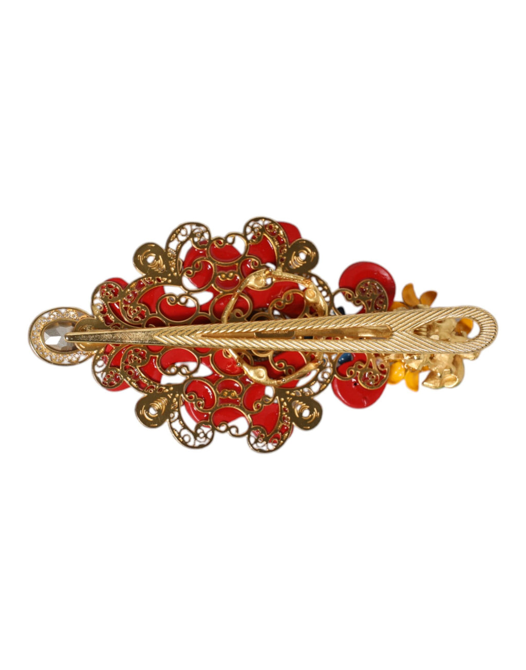 Épingle à cheveux CARRETTO multicolore en laiton doré et cristal, modèle Spring.