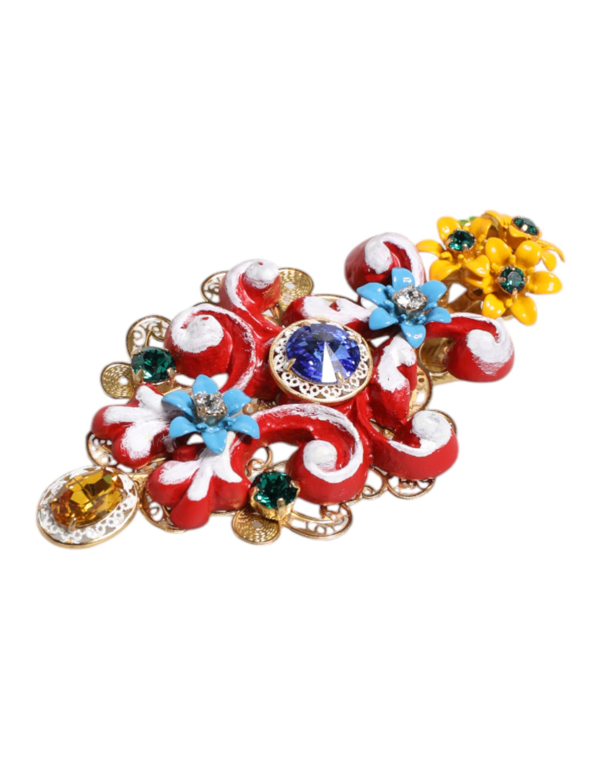 Épingle à cheveux CARRETTO multicolore en laiton doré et cristal, modèle Spring.