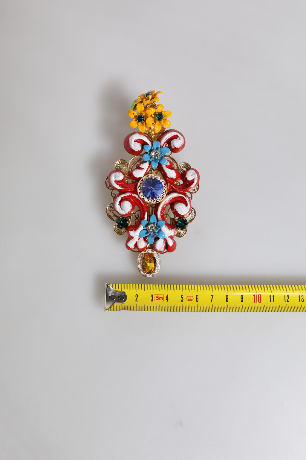 Épingle à cheveux CARRETTO multicolore en laiton doré et cristal, modèle Spring.