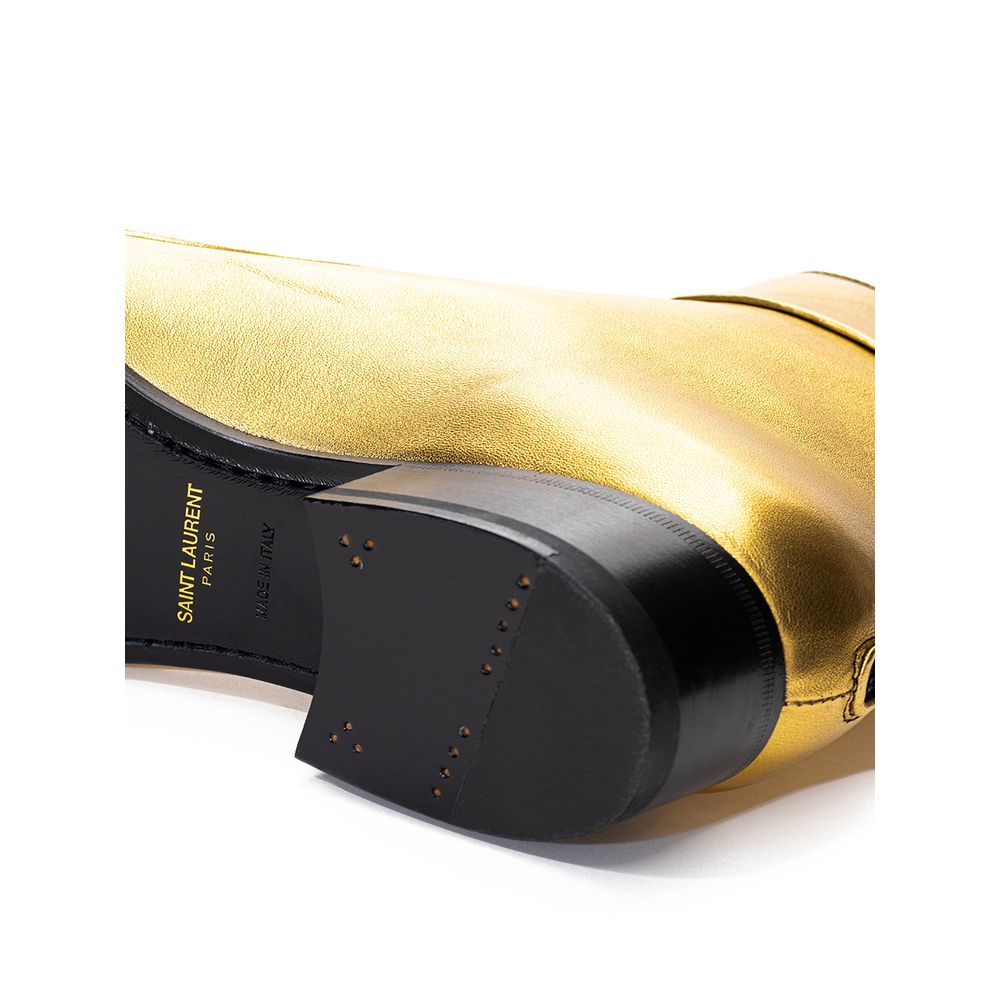Gold Leather Ankle Boots