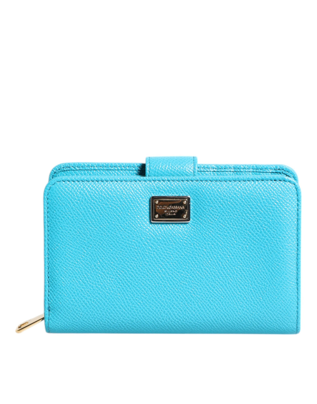 Portefeuille continental à rabat en cuir bleu clair
