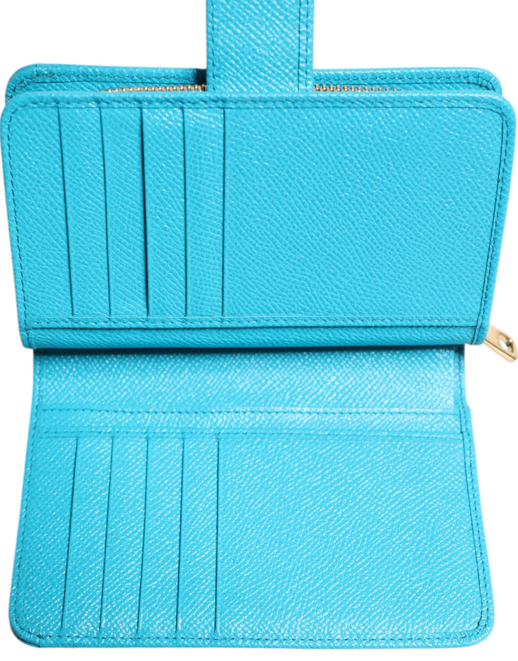 Portefeuille continental à rabat en cuir bleu clair