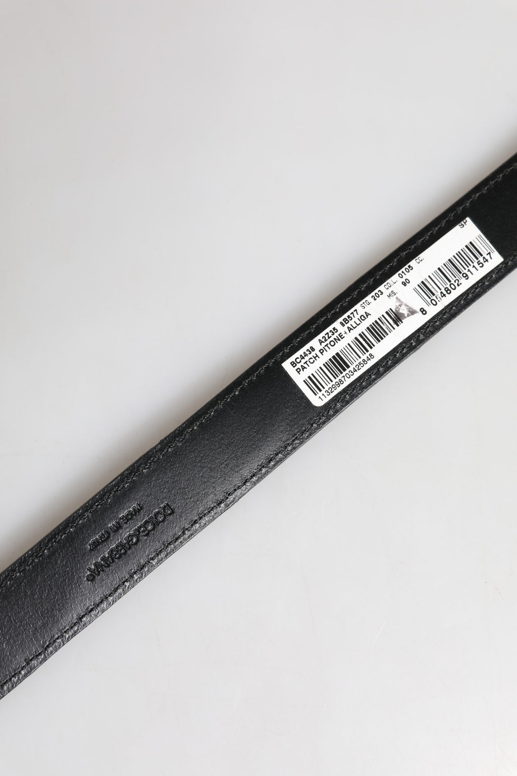 Ceinture en cuir exotique noir avec boucle à logo en métal