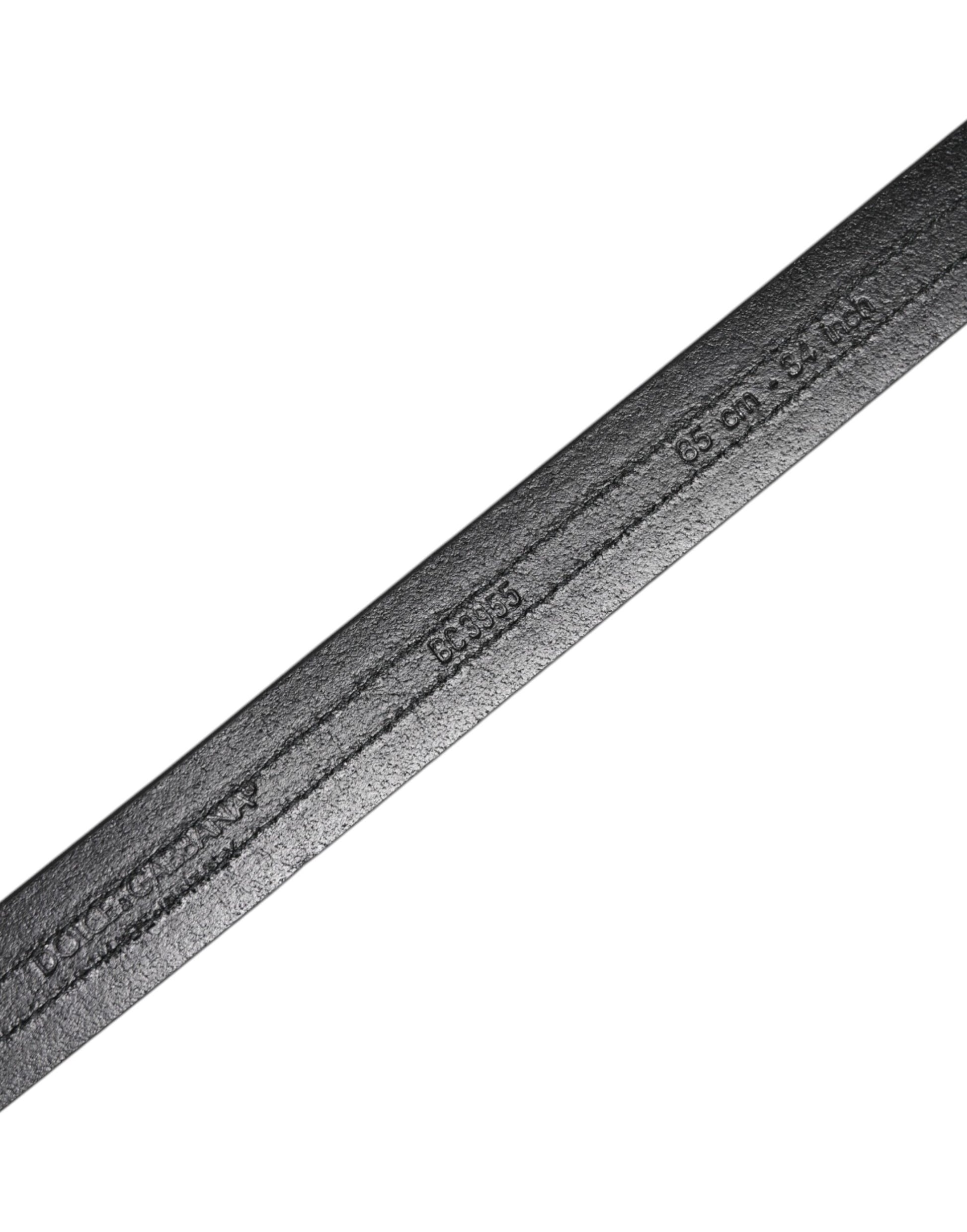 Black Burgundy Calfskin Metal Logo Buckle Belt