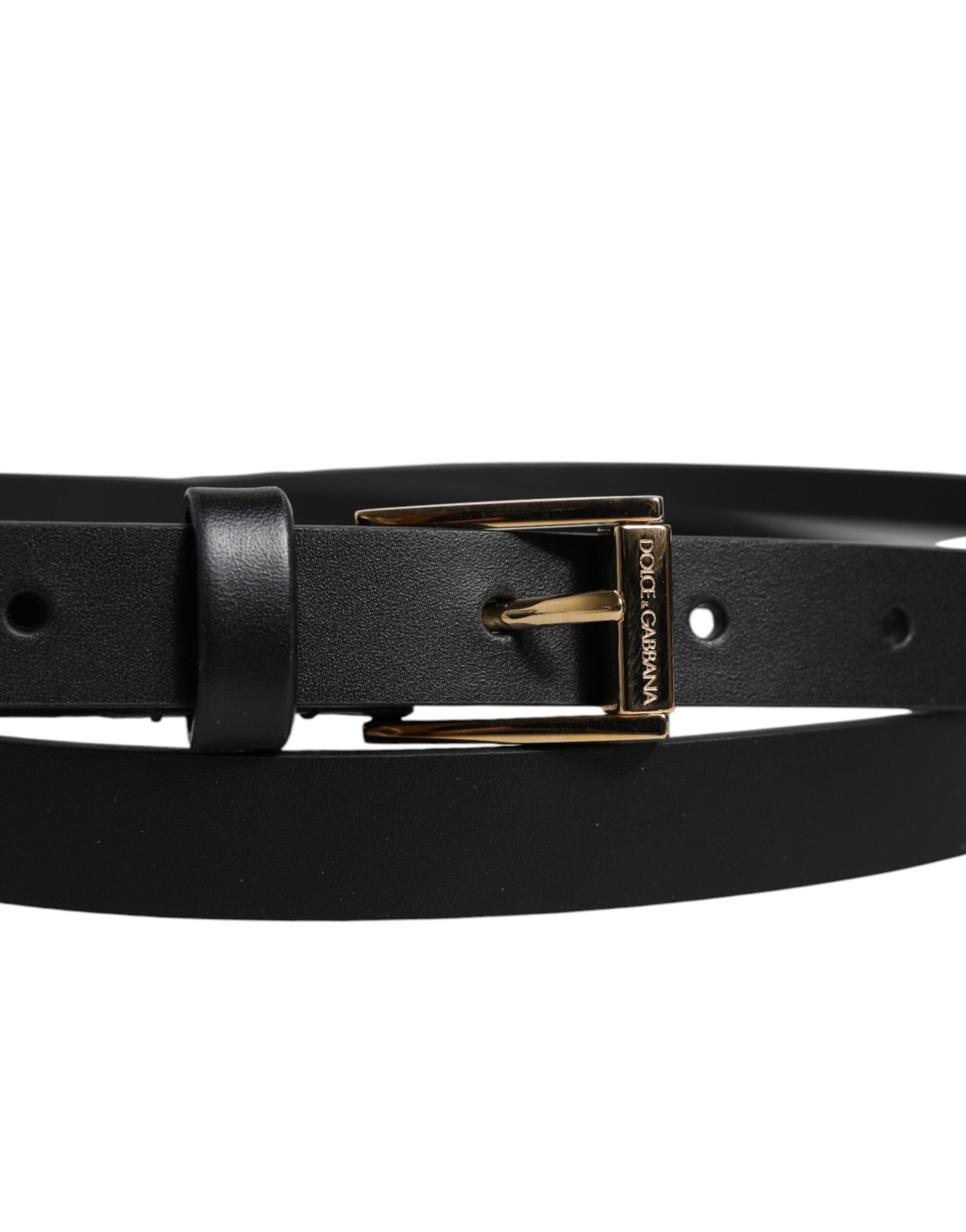 Ceinture en cuir de veau noir avec boucle métallique classique et logo.