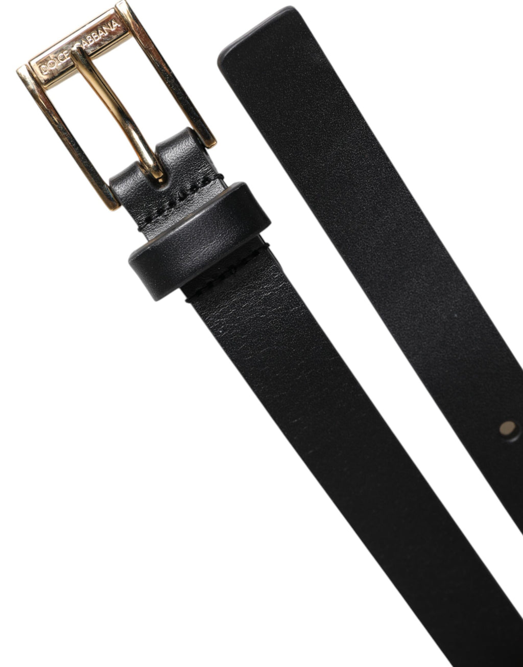 Ceinture en cuir de veau noir avec boucle métallique classique et logo.