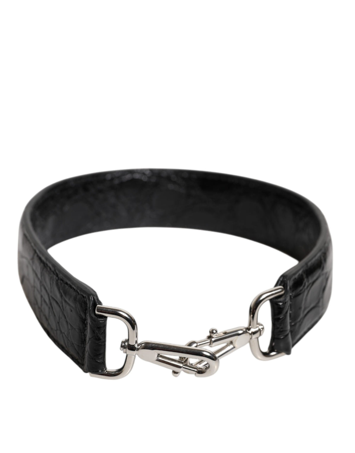 Bandoulière de sac en cuir d'alligator noir