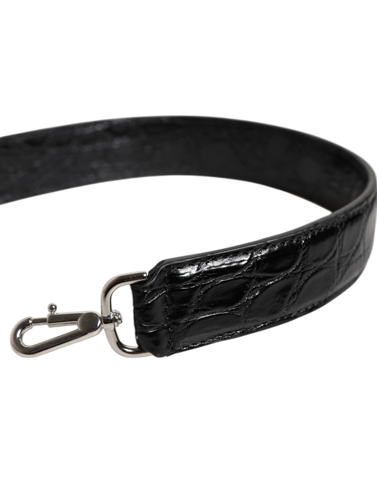 Bandoulière de sac en cuir d'alligator noir