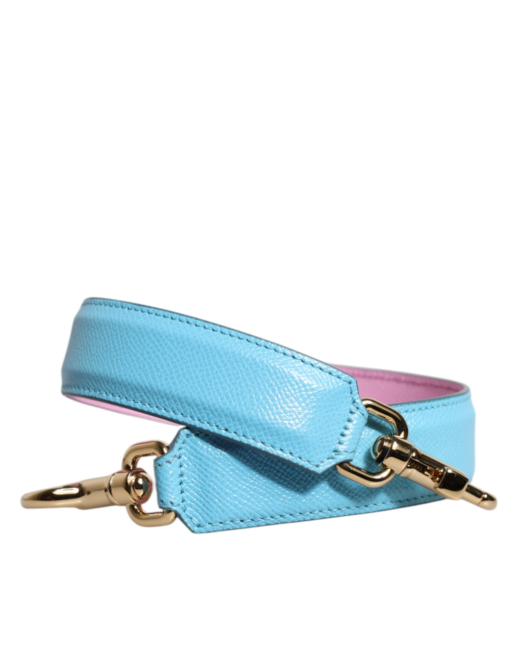 Pink Blue Leather Handle Bag Shoulder Strap