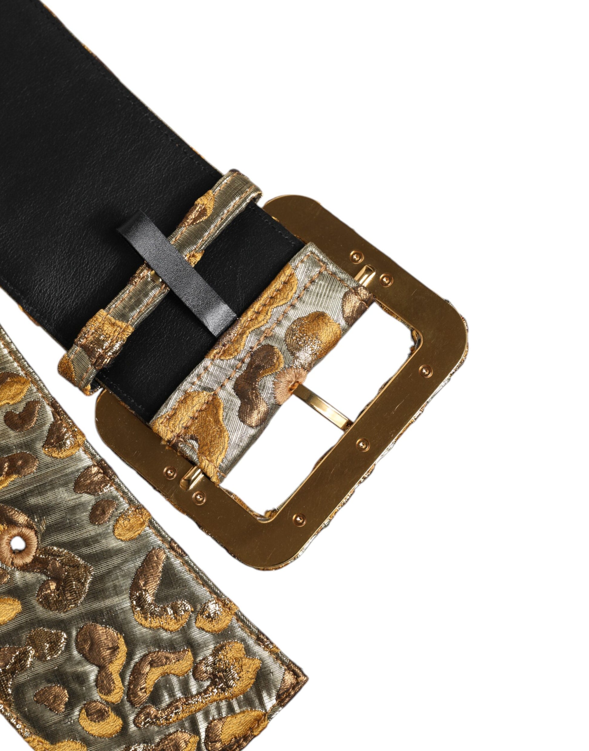 Gold Spotted Jacquard Fabric Wide Waist Belt