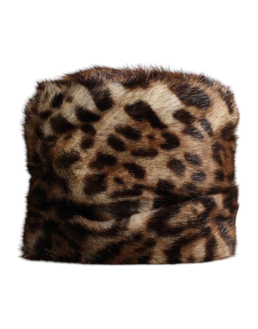 Chapeau de pêche en fausse fourrure marron léopard pour femme