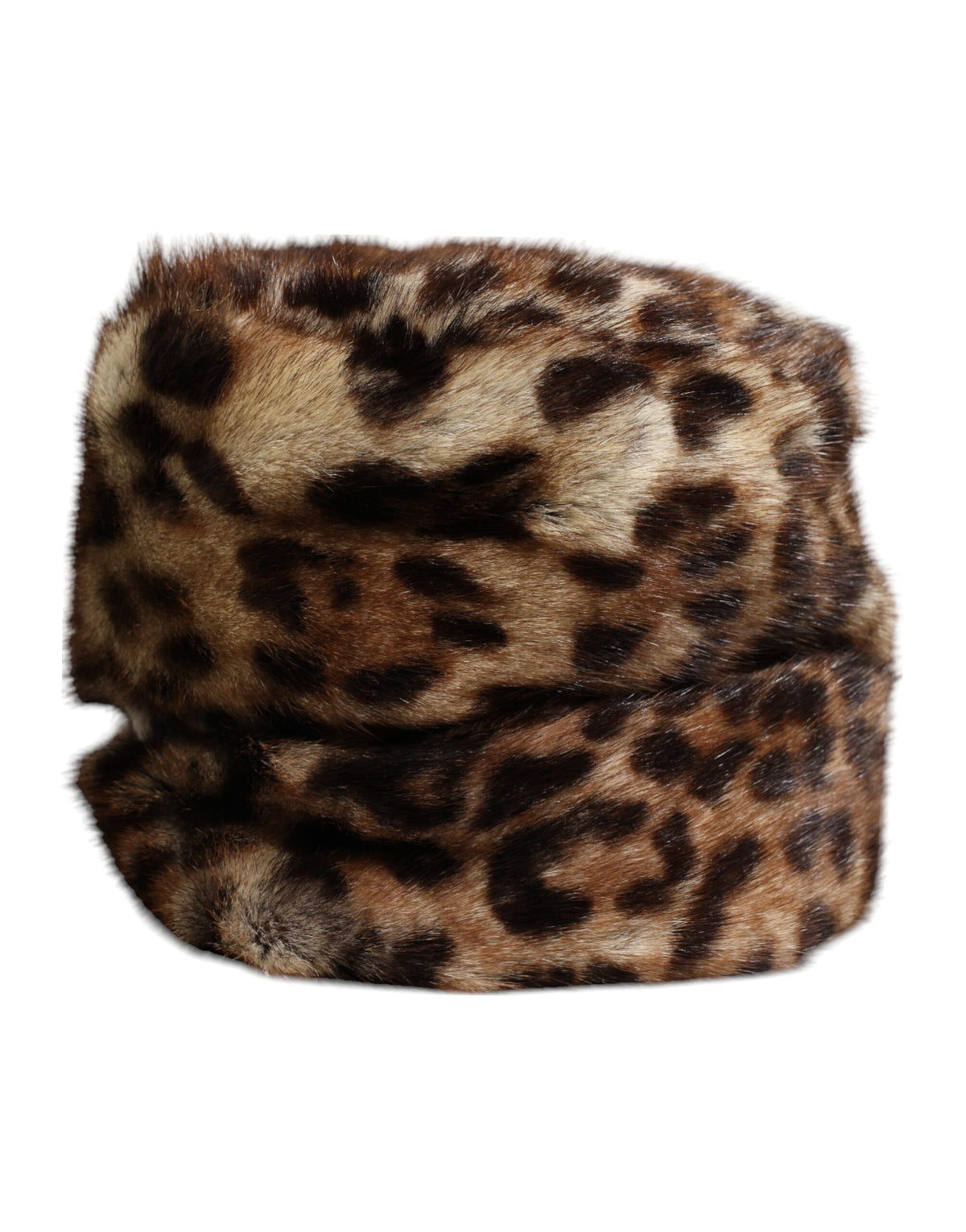 Chapeau de pêche en fausse fourrure marron léopard pour femme