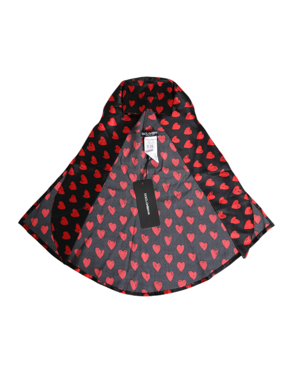 Chapeau en polyester noir avec des cœurs rouges