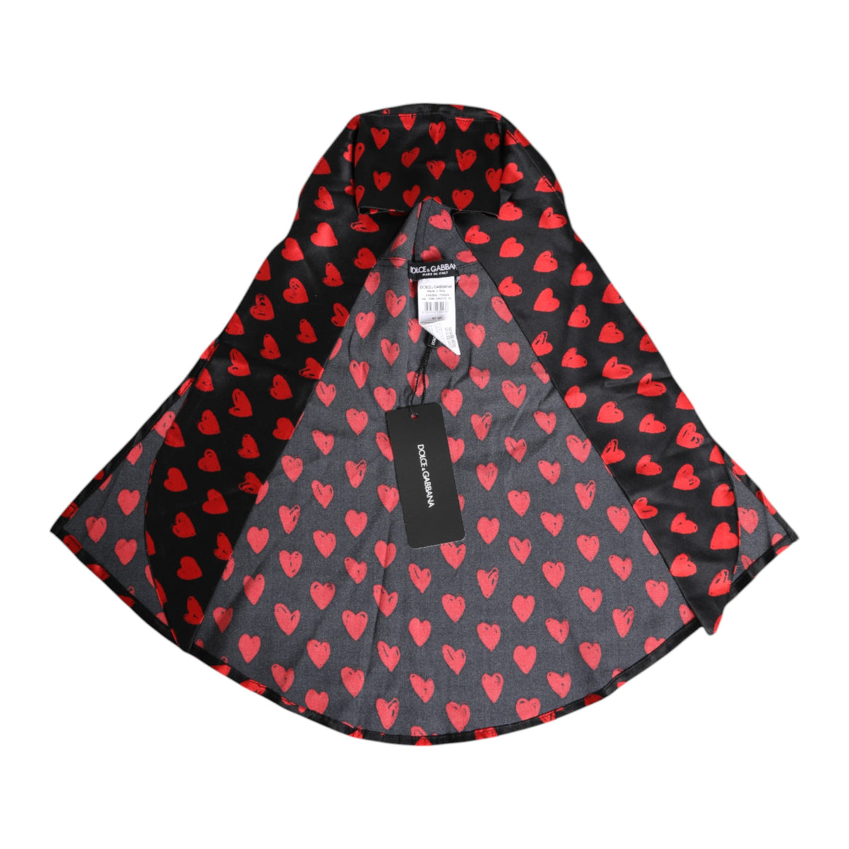 Chapeau en polyester noir avec des cœurs rouges